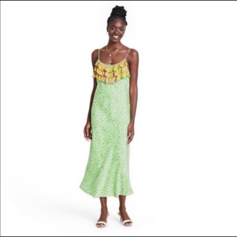 Rixo for Target green animal print slip dress